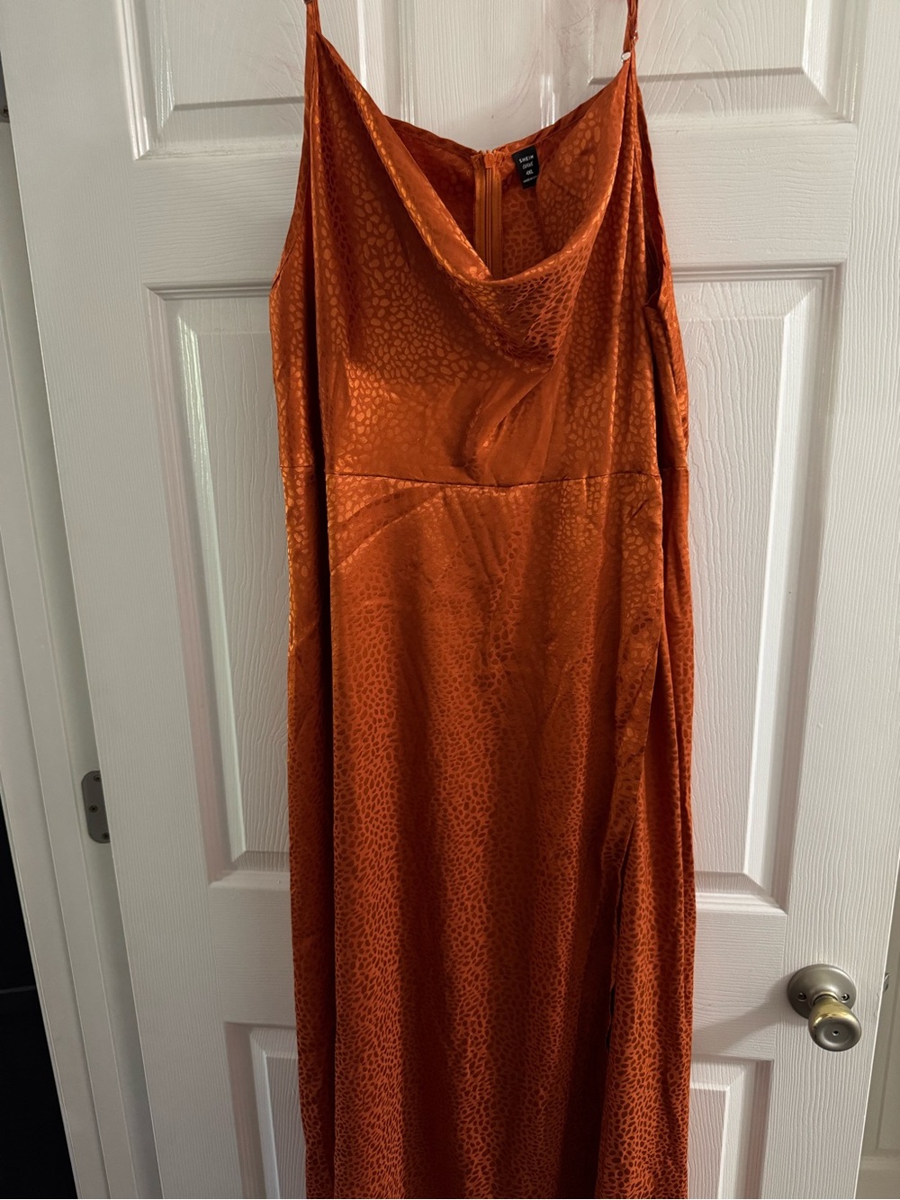 Satin Burnt Orange Animal Print Dress
